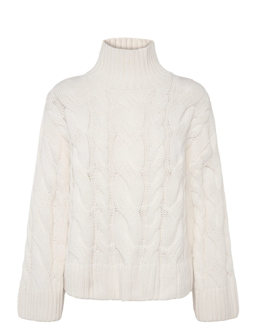 Gina Tricot - Knitted turtleneck sweater - stickade tröjor - knit white (1265) - 0