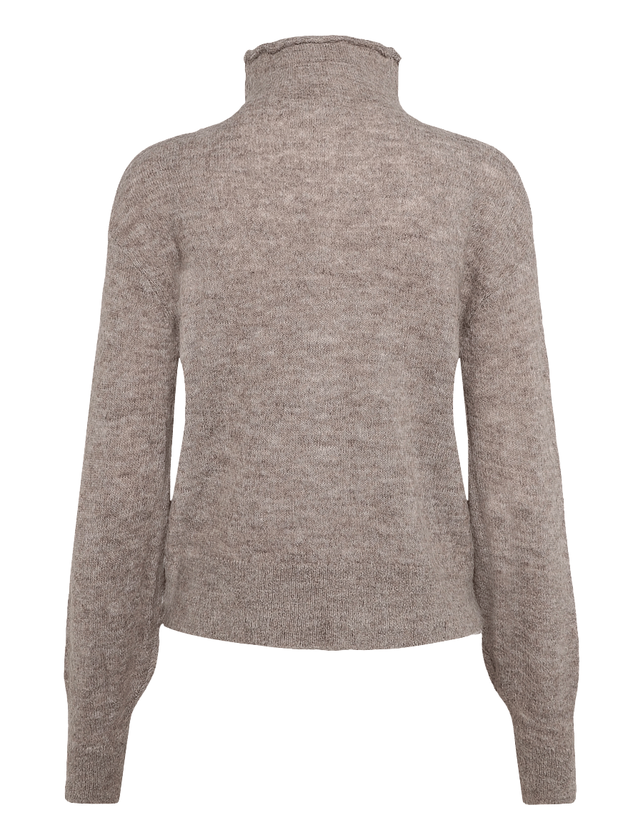 Gina Tricot - Alpaca funnel knitted cardigan - koftor - light brown (7053) - 1