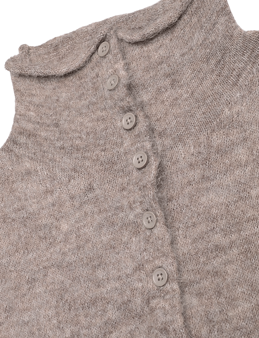 Gina Tricot - Alpaca funnel knitted cardigan - koftor - light brown (7053) - 2