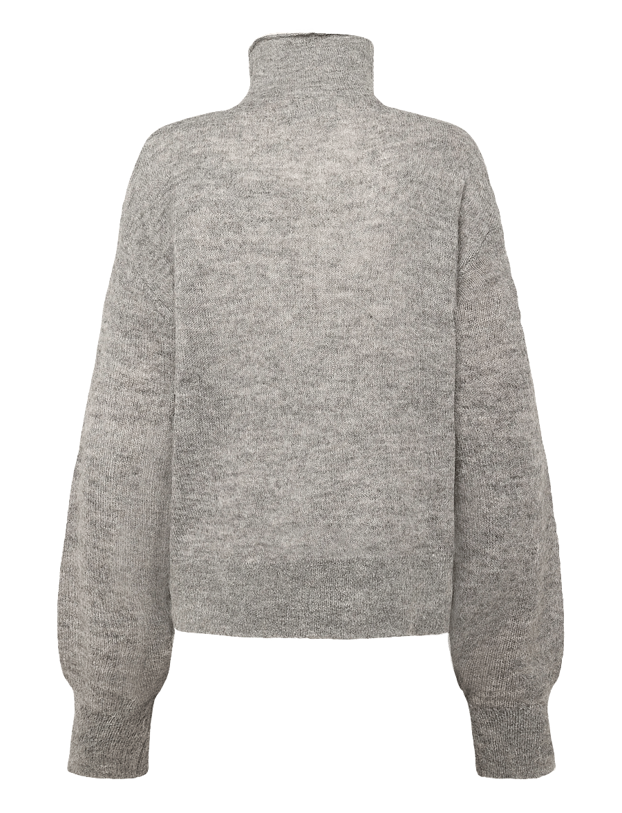 Gina Tricot - Alpaca funnel knitted cardigan - strickjacken - mid grey mel (8022) - 1