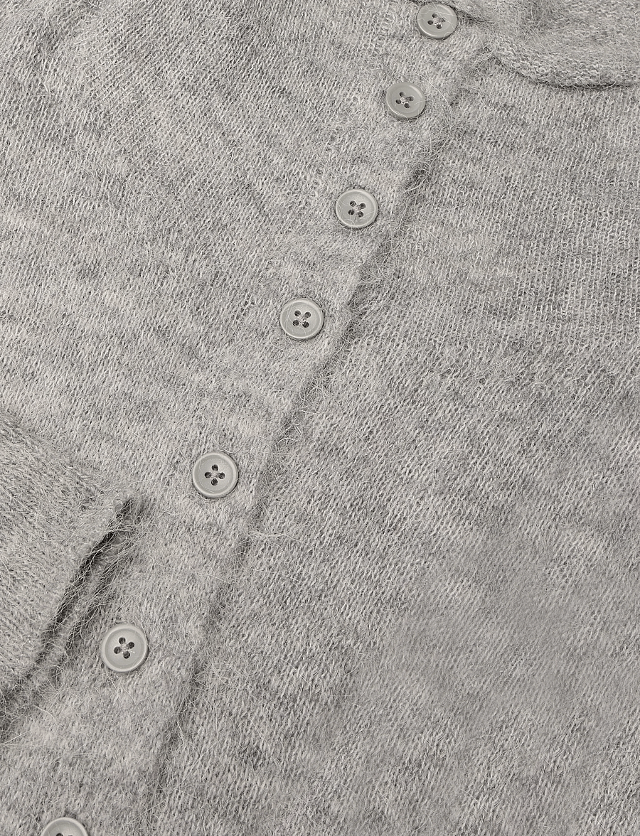 Gina Tricot - Alpaca funnel knitted cardigan - strickjacken - mid grey mel (8022) - 2