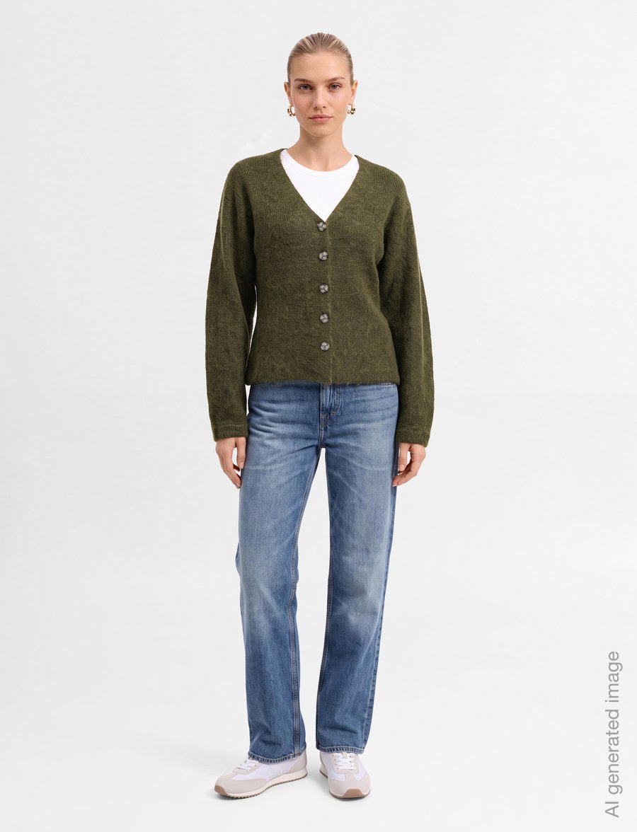 Gina Tricot - Knitted chunky cardigan - strickjacken - dk green (6860) - 0