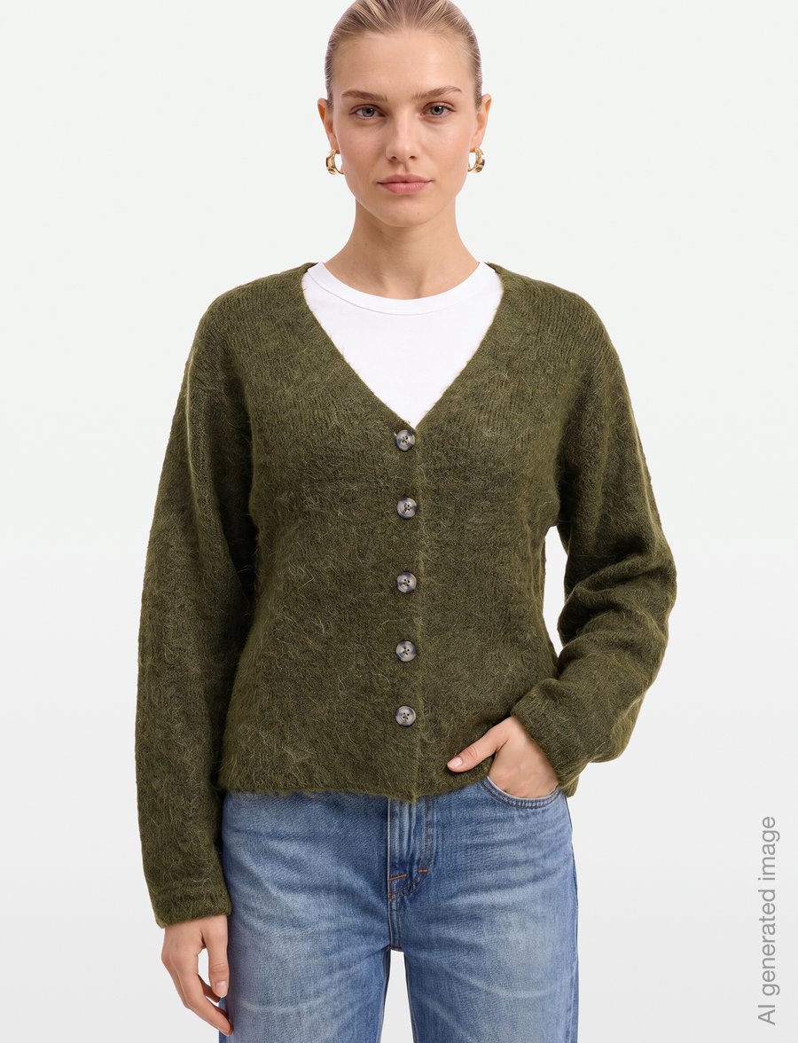 Gina Tricot - Knitted chunky cardigan - strickjacken - dk green (6860) - 3