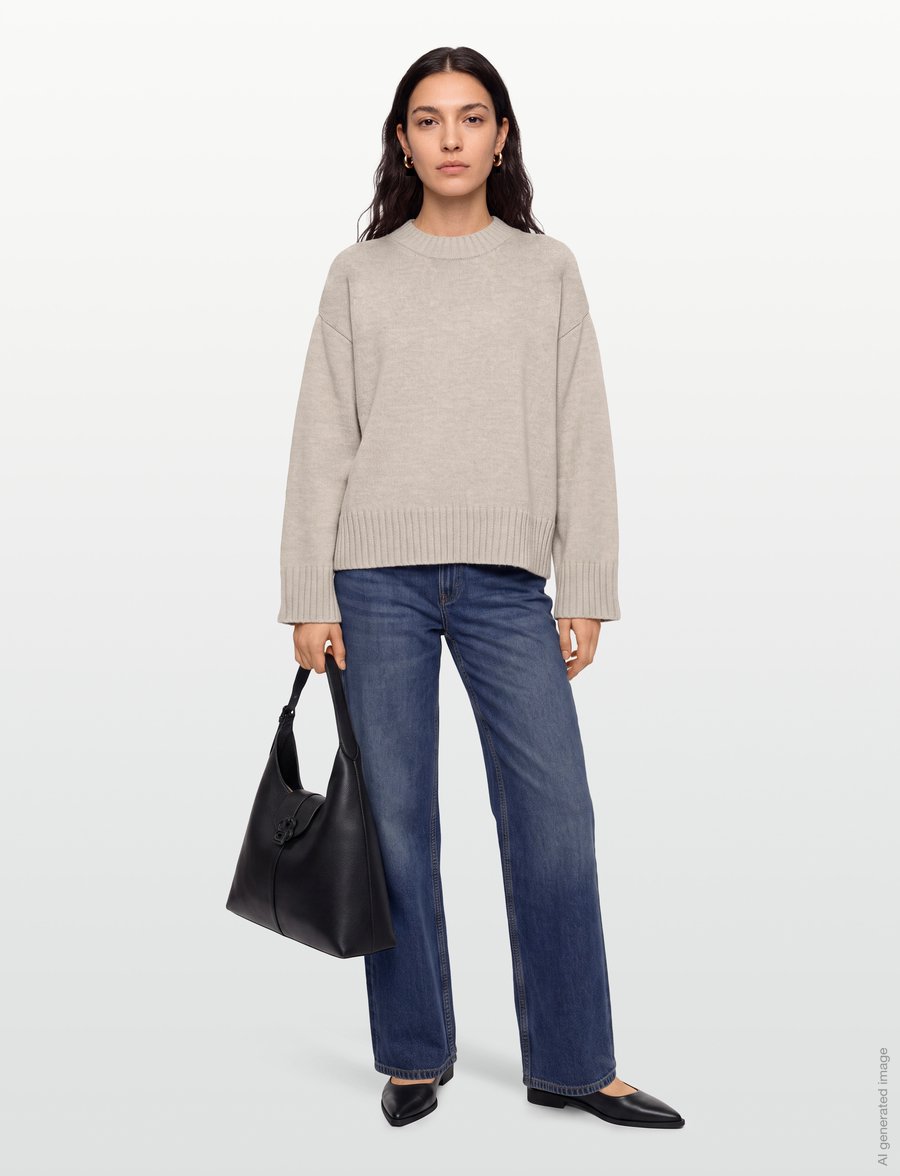 Gina Tricot - Crew neck knitted sweater - pullover - beige melange (1186) - 0