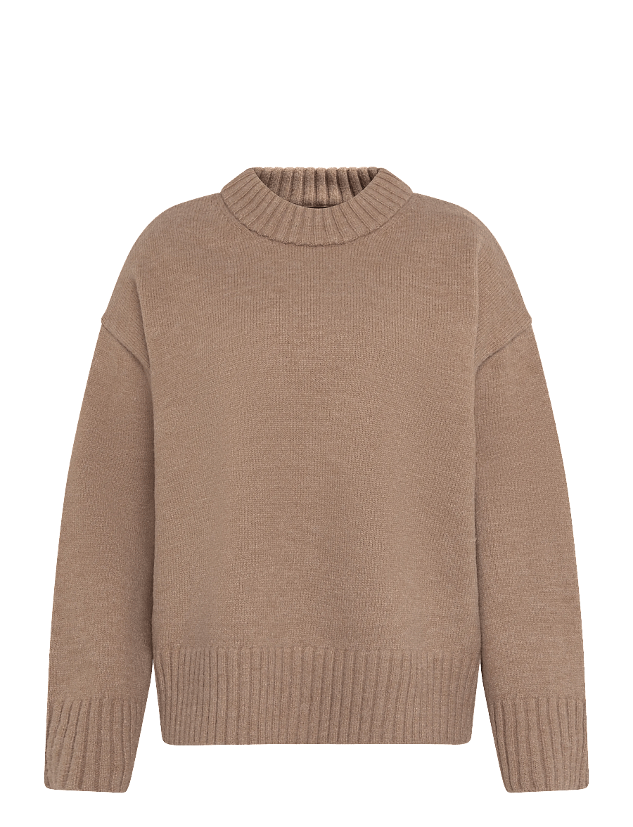 Gina Tricot - Crew neck knitted sweater - striktrøjer - new camel (1538) - 0