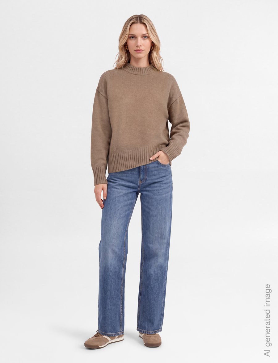 Gina Tricot - Crew neck knitted sweater - stickade tröjor - new camel (1538) - 0