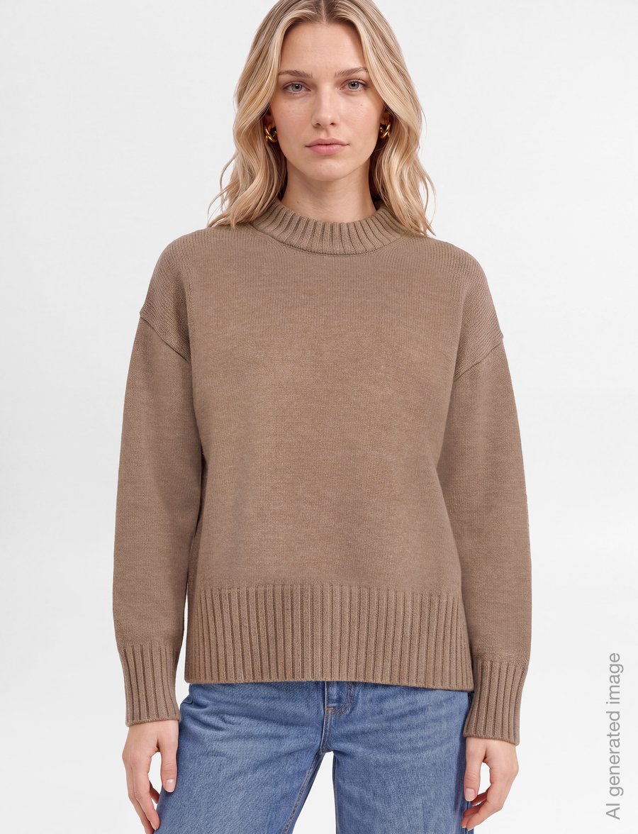 Gina Tricot - Crew neck knitted sweater - stickade tröjor - new camel (1538) - 3