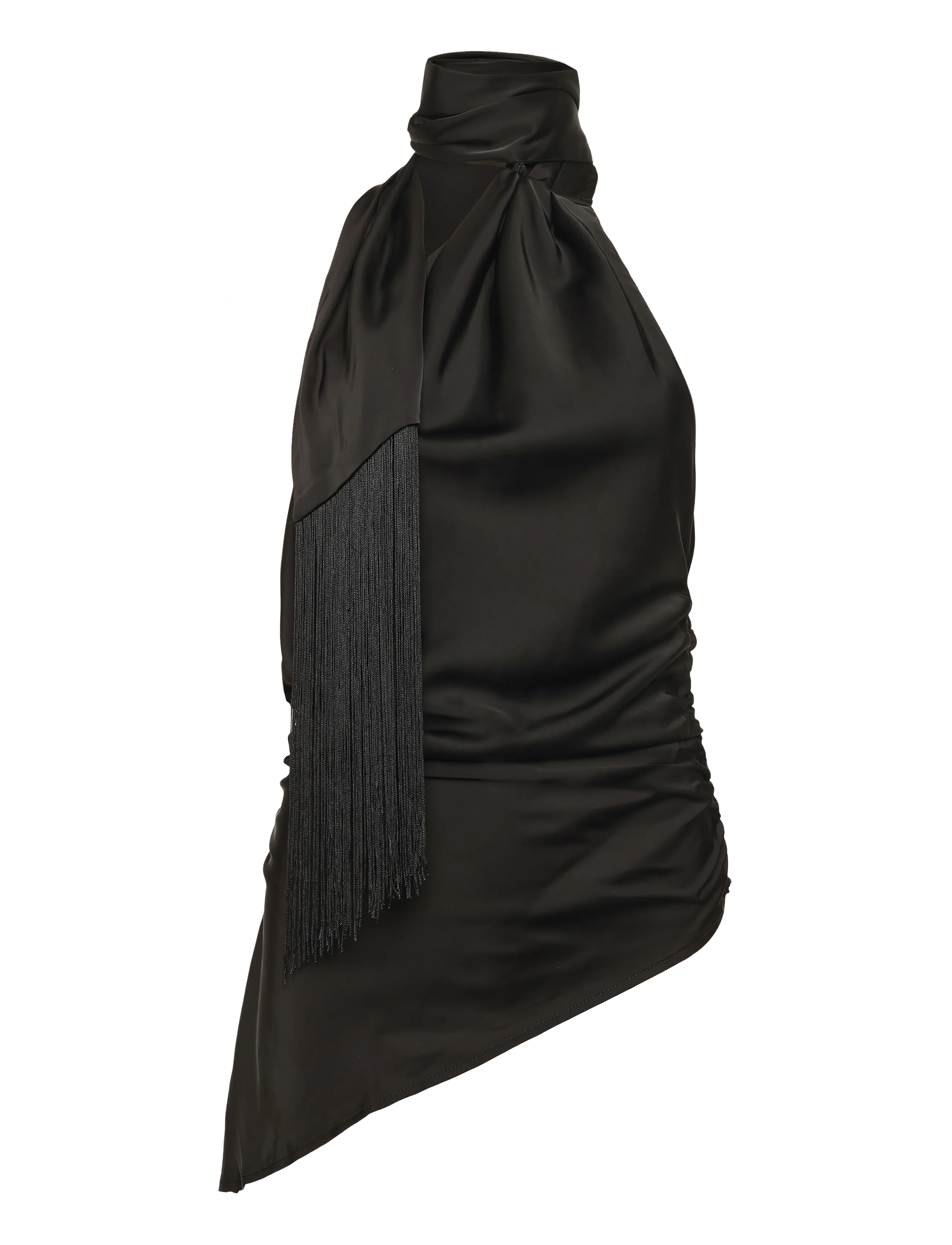 Gina Tricot Asymmetric scarf fringe top - Kvinnor - BLACK (9000) / black