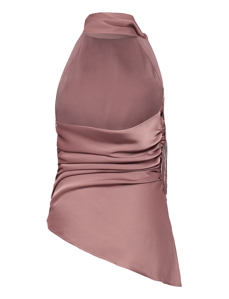 Gina Tricot - Asymmetric scarf fringe top - særlige begivenheder - rose taupe - 1