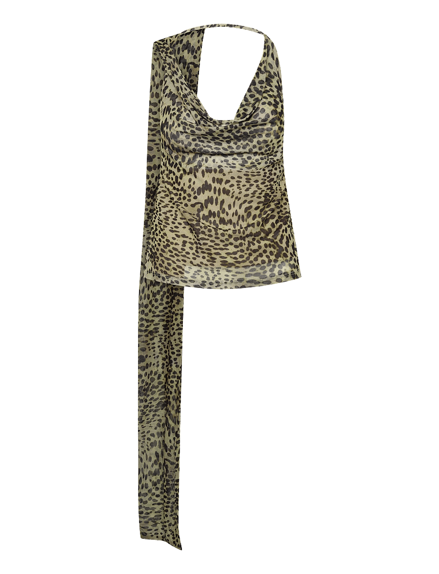 Gina Tricot - Leopard scarf cowlneck top - sleeveless tops - leopard - 0