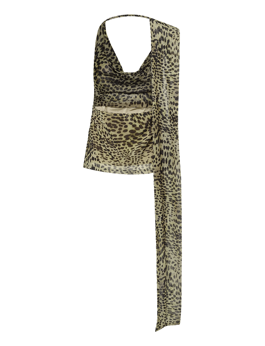 Gina Tricot - Leopard scarf cowlneck top - sleeveless tops - leopard - 1