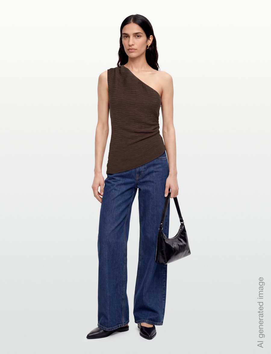 Gina Tricot - One shoulder top - varrukateta topid - brown - 0