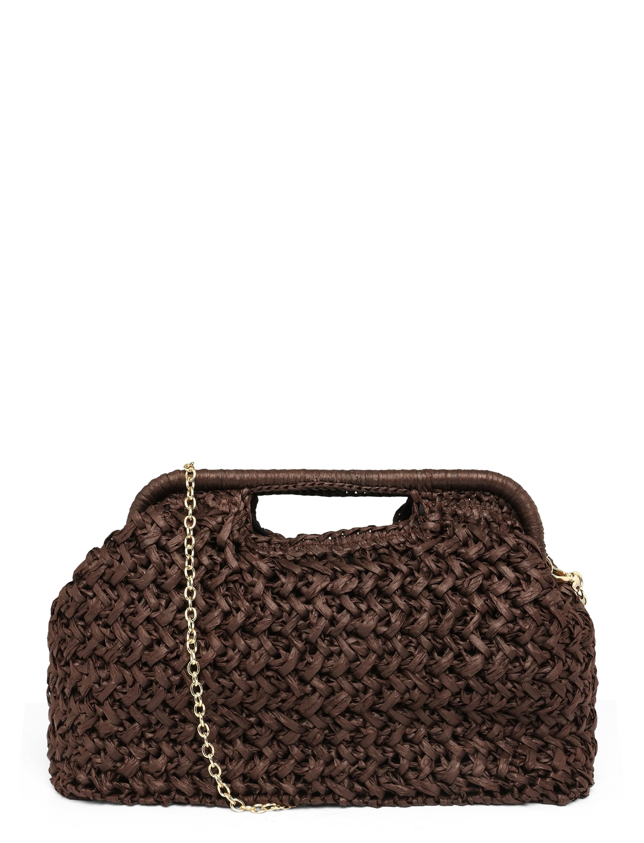 Gina Tricot Straw Handbag, Kvinder, Strå Håndtaske, Brun, Str: ONE SIZE