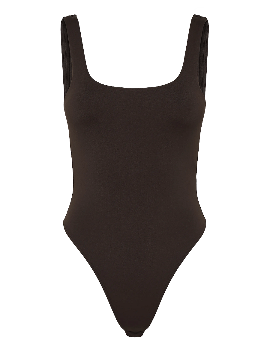Gina Tricot - Square neck body - bodies - dark brown (7180) - 0