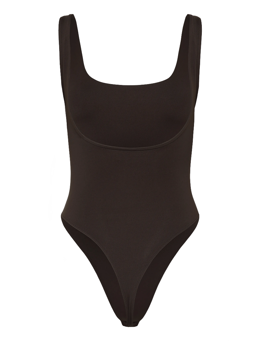 Gina Tricot - Square neck body - bodies - dark brown (7180) - 1