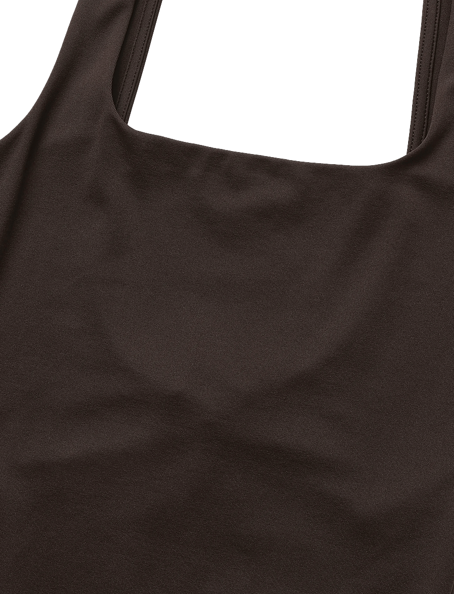 Gina Tricot - Square neck body - bodies - dark brown (7180) - 2