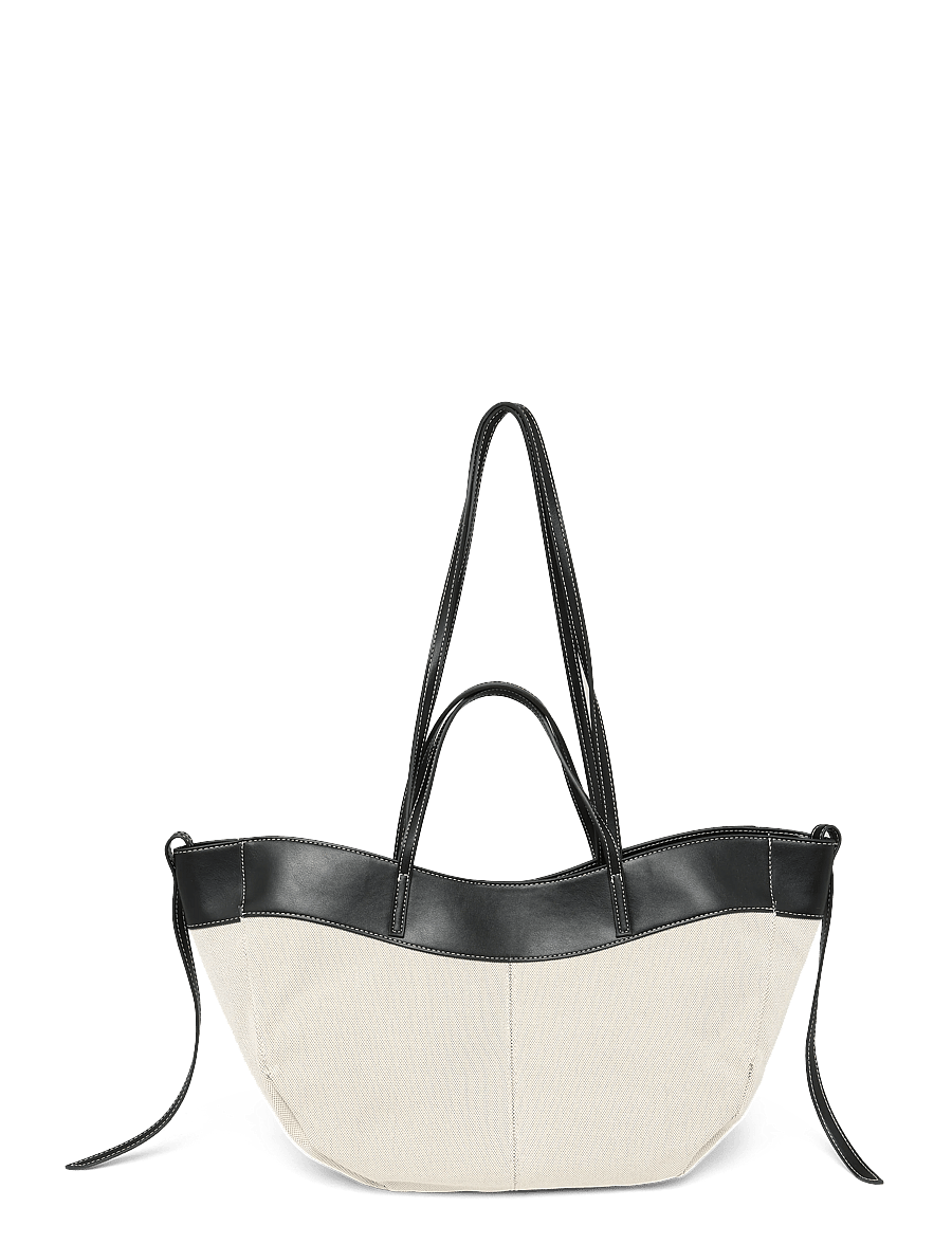 Gina Tricot - Canvas strap detail tote bag - kandekotid - offwhite/black (1461) - 1