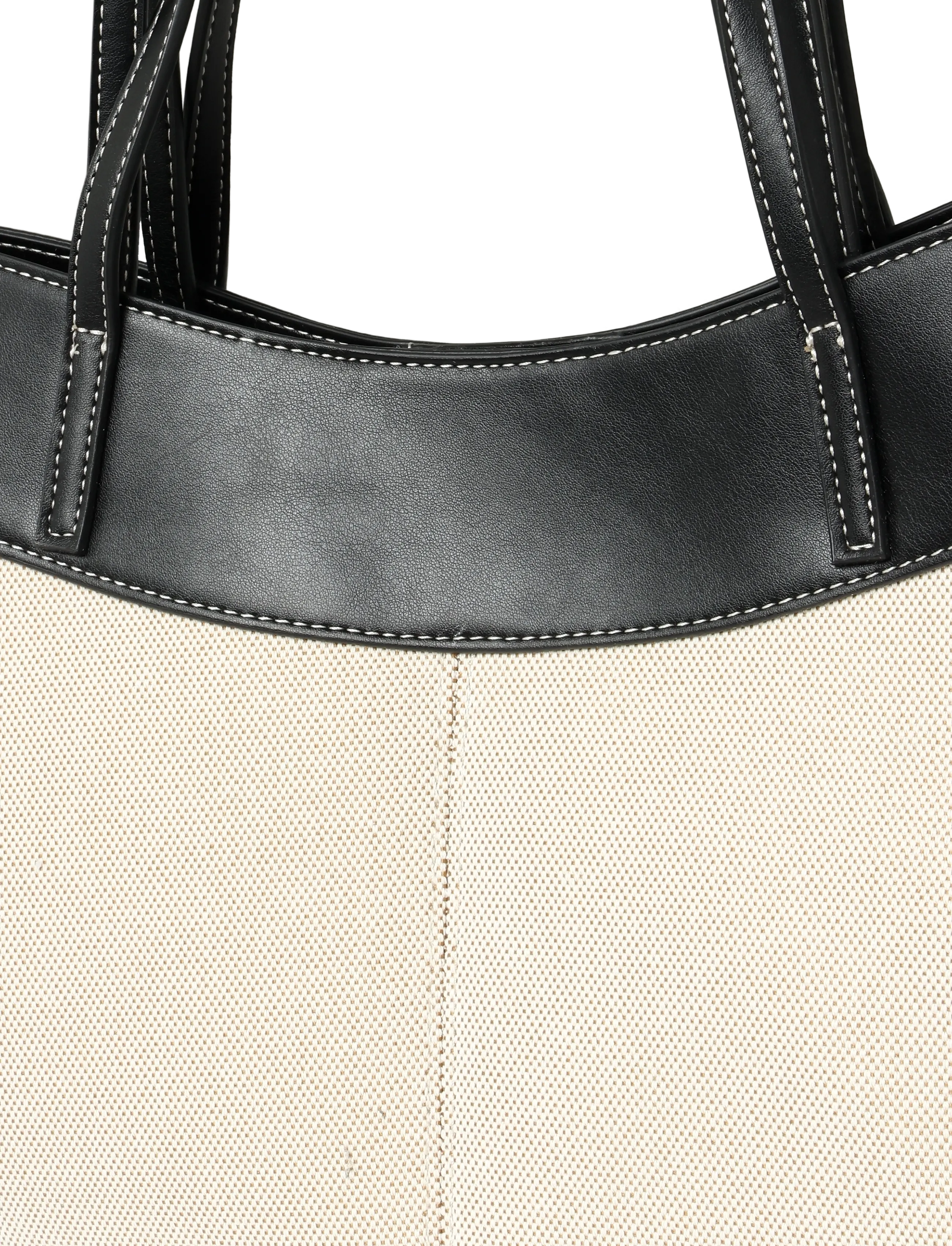 Gina Tricot - Canvas strap detail tote bag - offwhite/black (1461) - 2