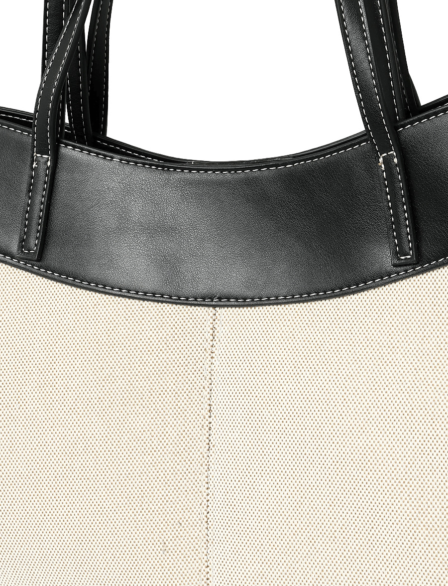Gina Tricot - Canvas strap detail tote bag - kandekotid - offwhite/black (1461) - 2