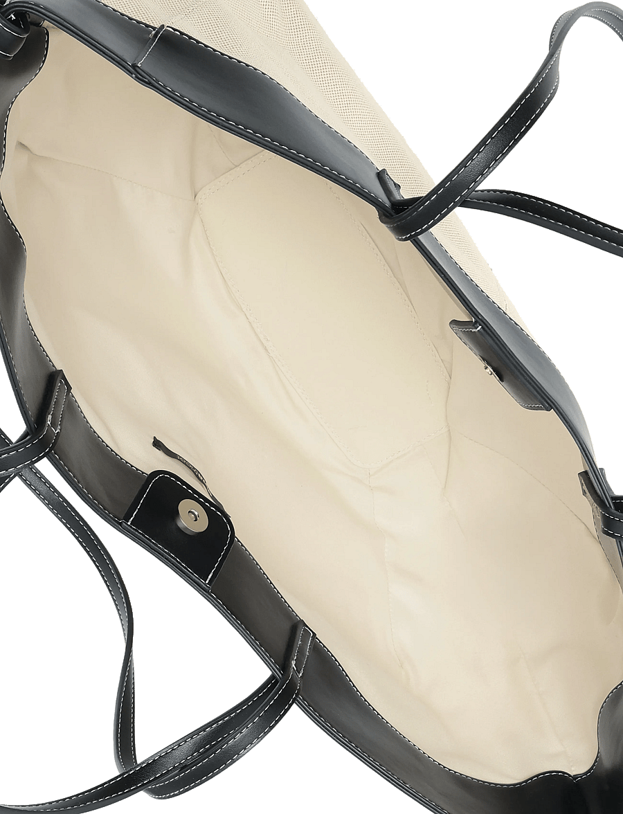 Gina Tricot - Canvas strap detail tote bag - kandekotid - offwhite/black (1461) - 3