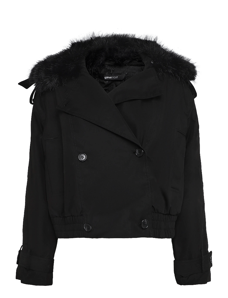 Gina Tricot - Short faux fur collar jacket - faux fur - black (9000) - 0