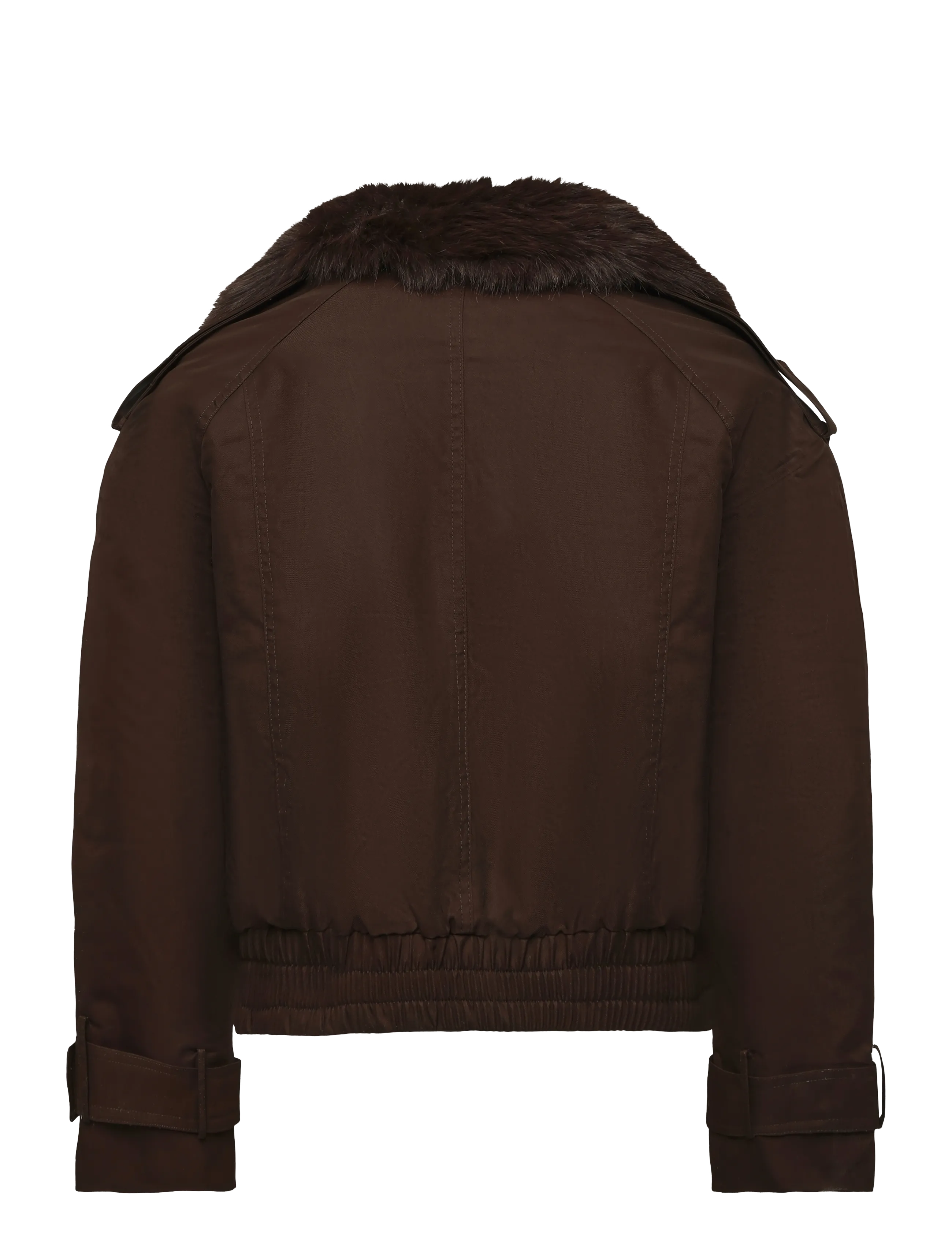Gina Tricot - Short faux fur collar jacket - tekoturkikset - dark brown (7180) - 1