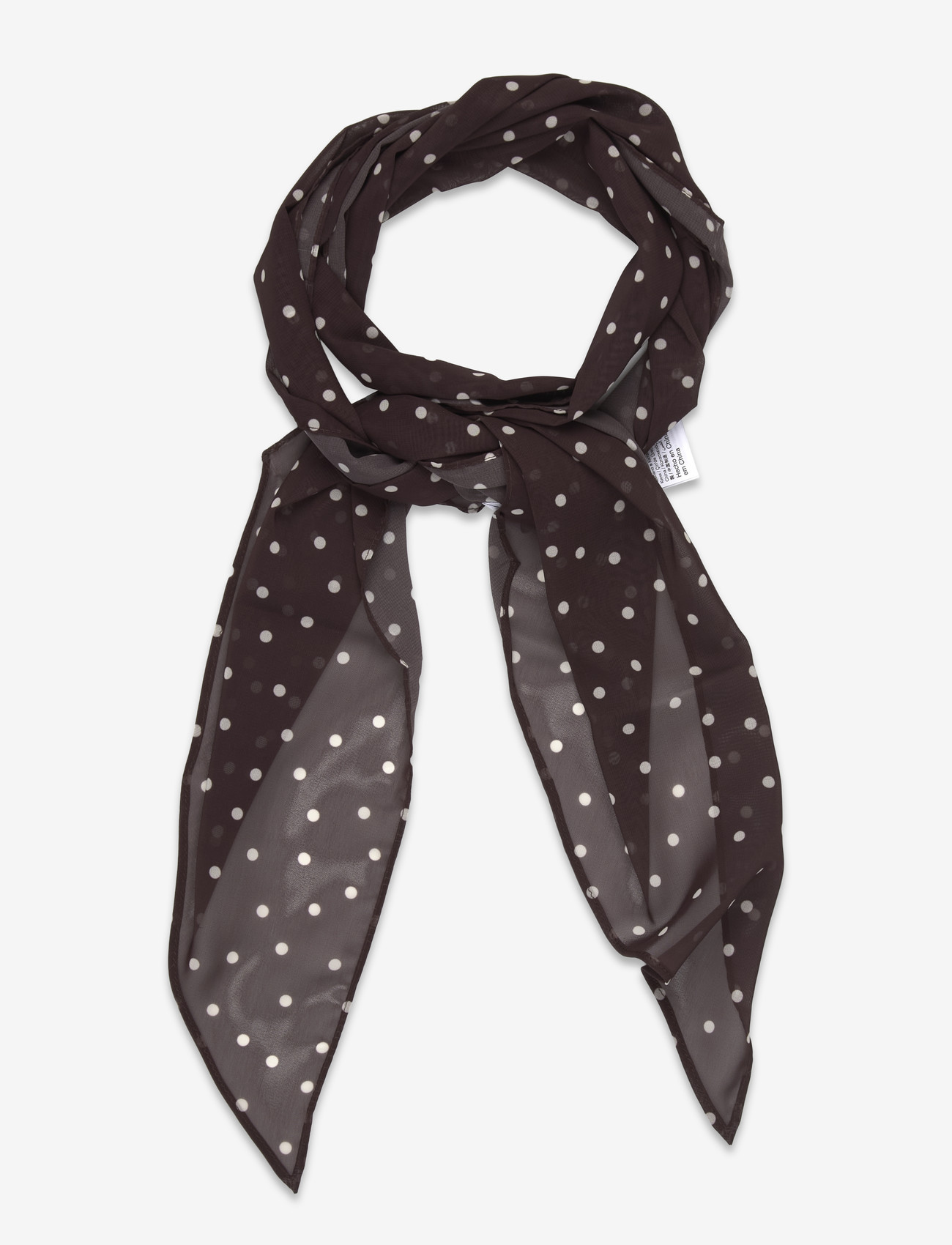 Gina Tricot - Slim chiffon scarf - tynde tørklæder - brown dot aop (7963) - 0
