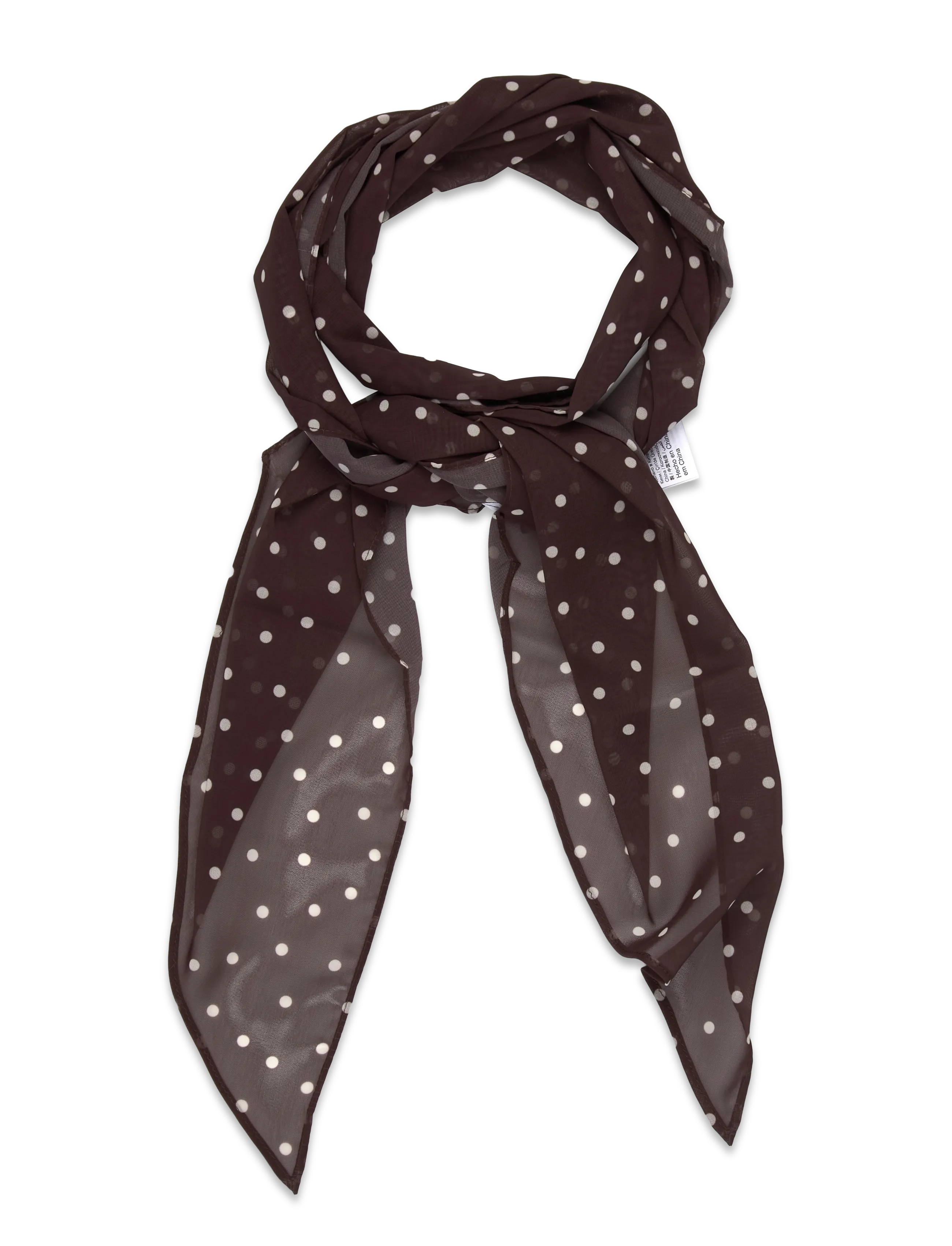 Gina Tricot Slim chiffon scarf - Swedish brands - BROWN DOT AOP (7963) / brown