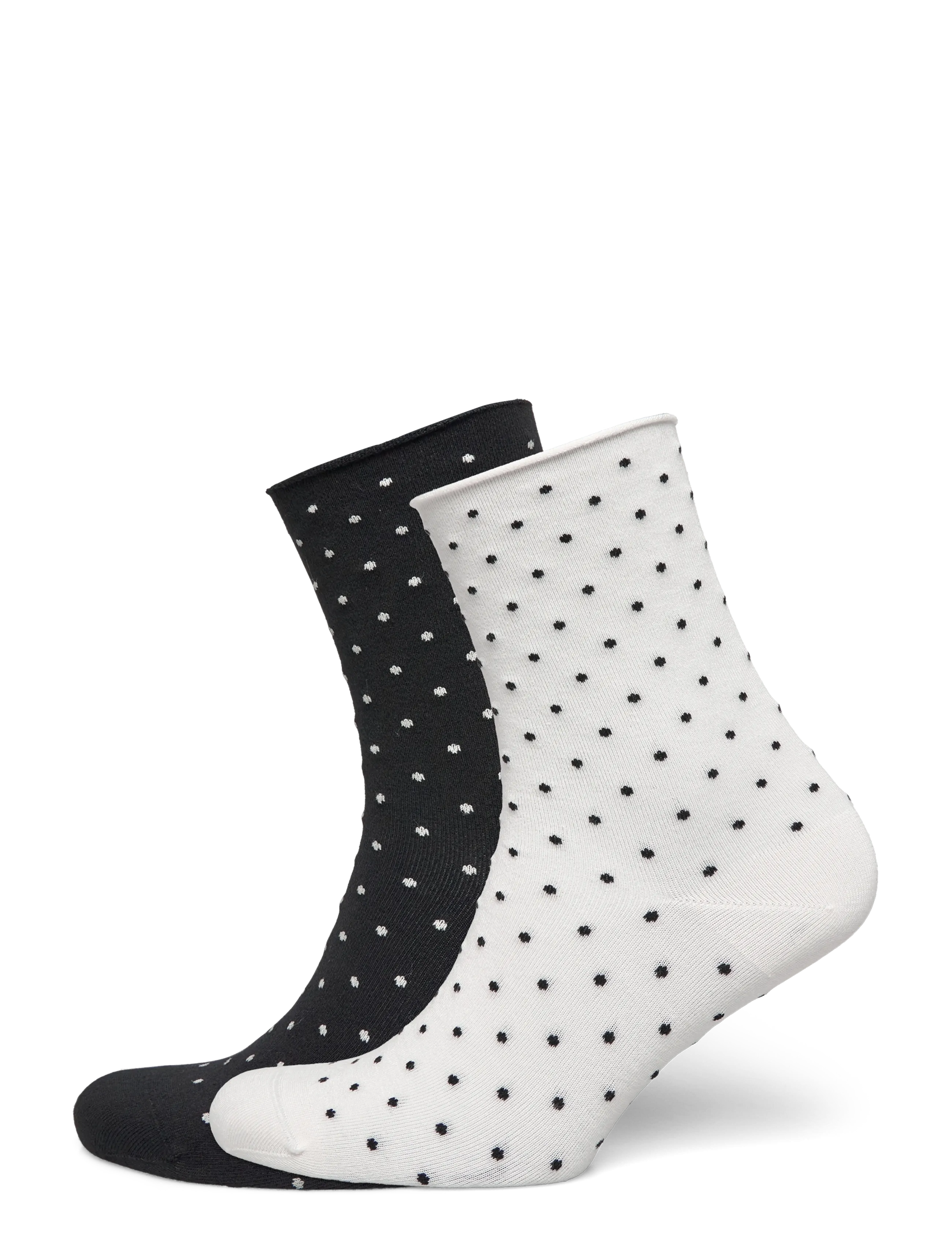 Gina Tricot 2-Pack Dotted Socks, Kvinder, 2-Pak Prikkede Strømper, Sort, Str: 36-38