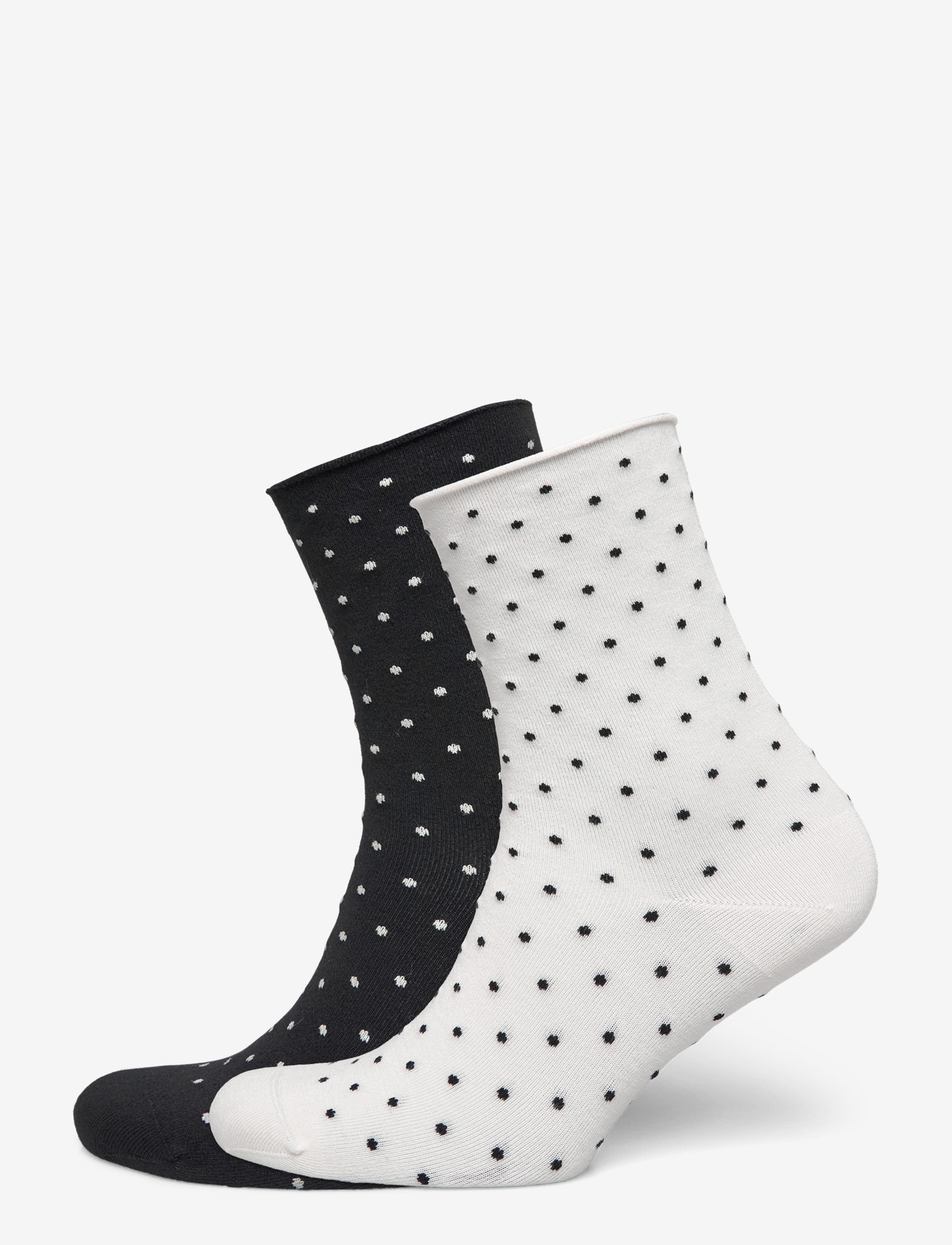 Gina Tricot - 2-pack dotted socks - ankelstrumpor - black/white - 0