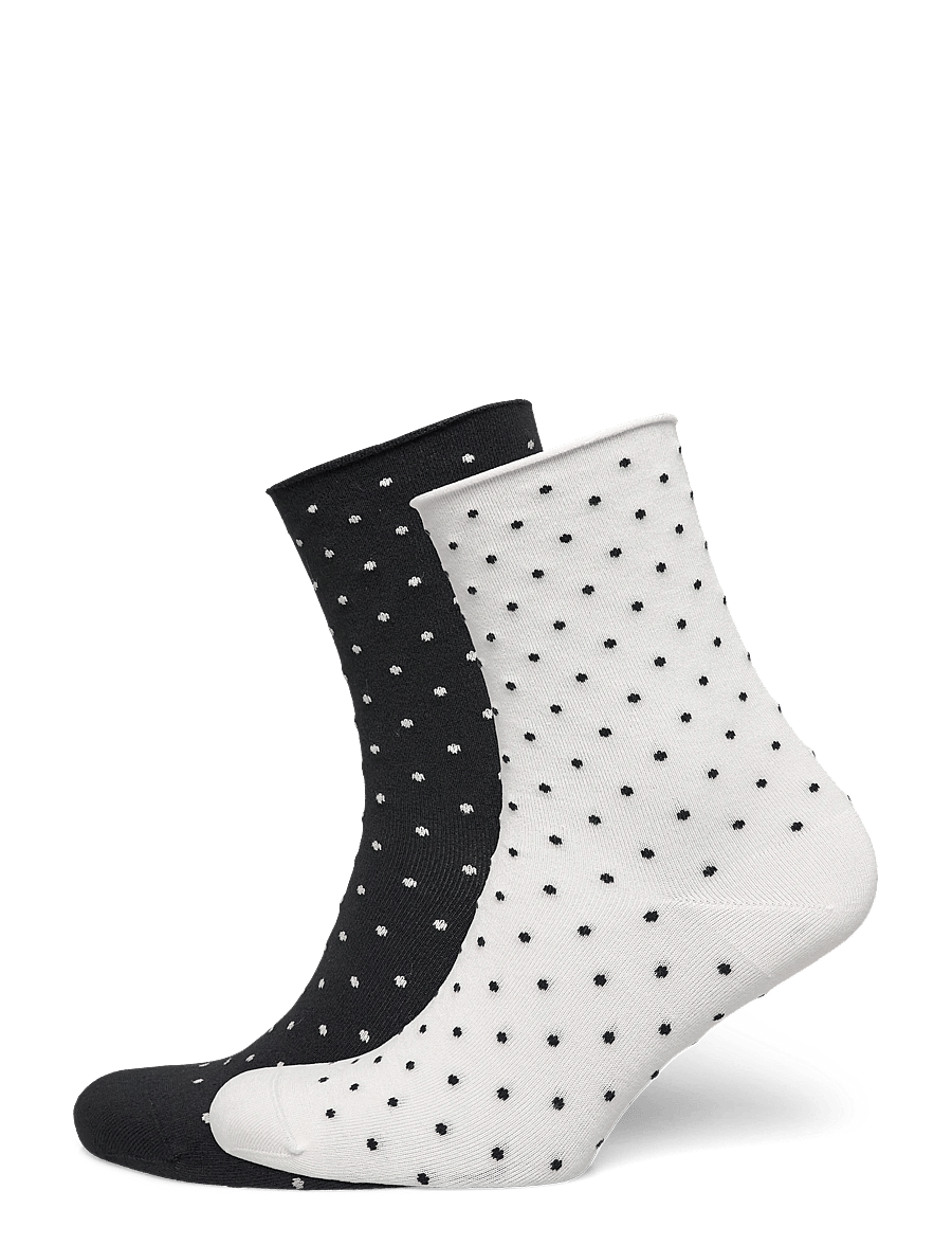 Gina Tricot - 2-pack dotted socks - lühikese säärega sokid - black/white - 0