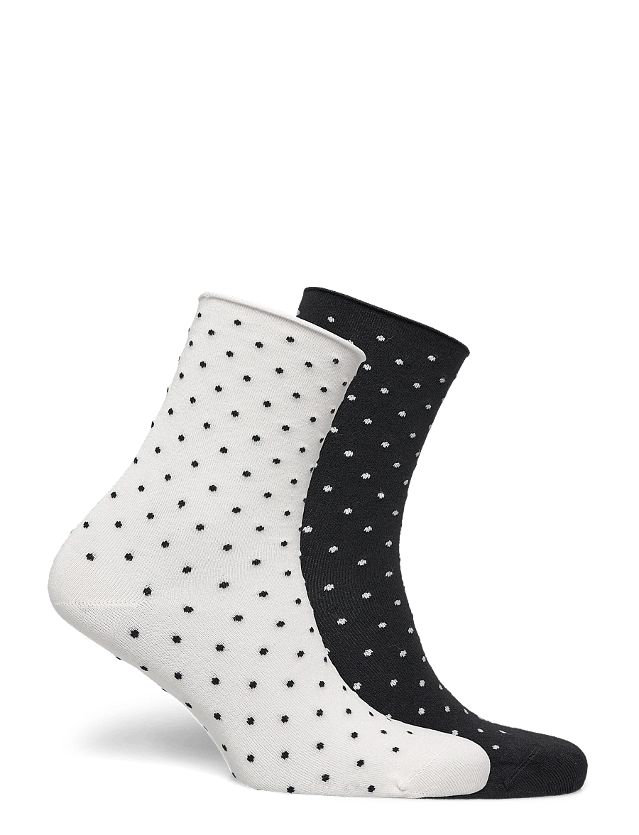 Gina Tricot - 2-pack dotted socks - lühikese säärega sokid - black/white - 1