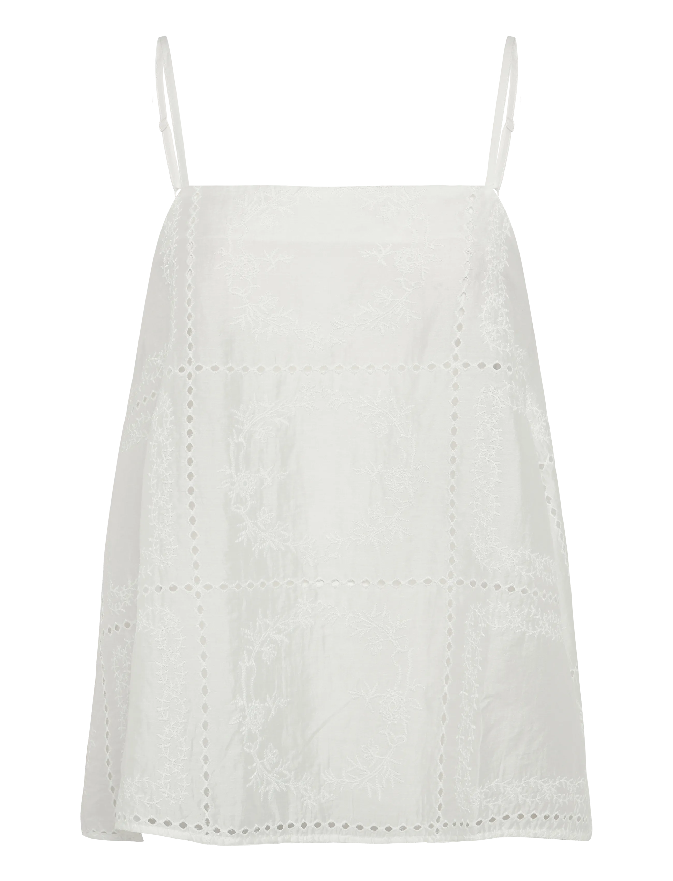 Gina Tricot Embroidery top - Ärmellose Tops - OFFWHITE / white
