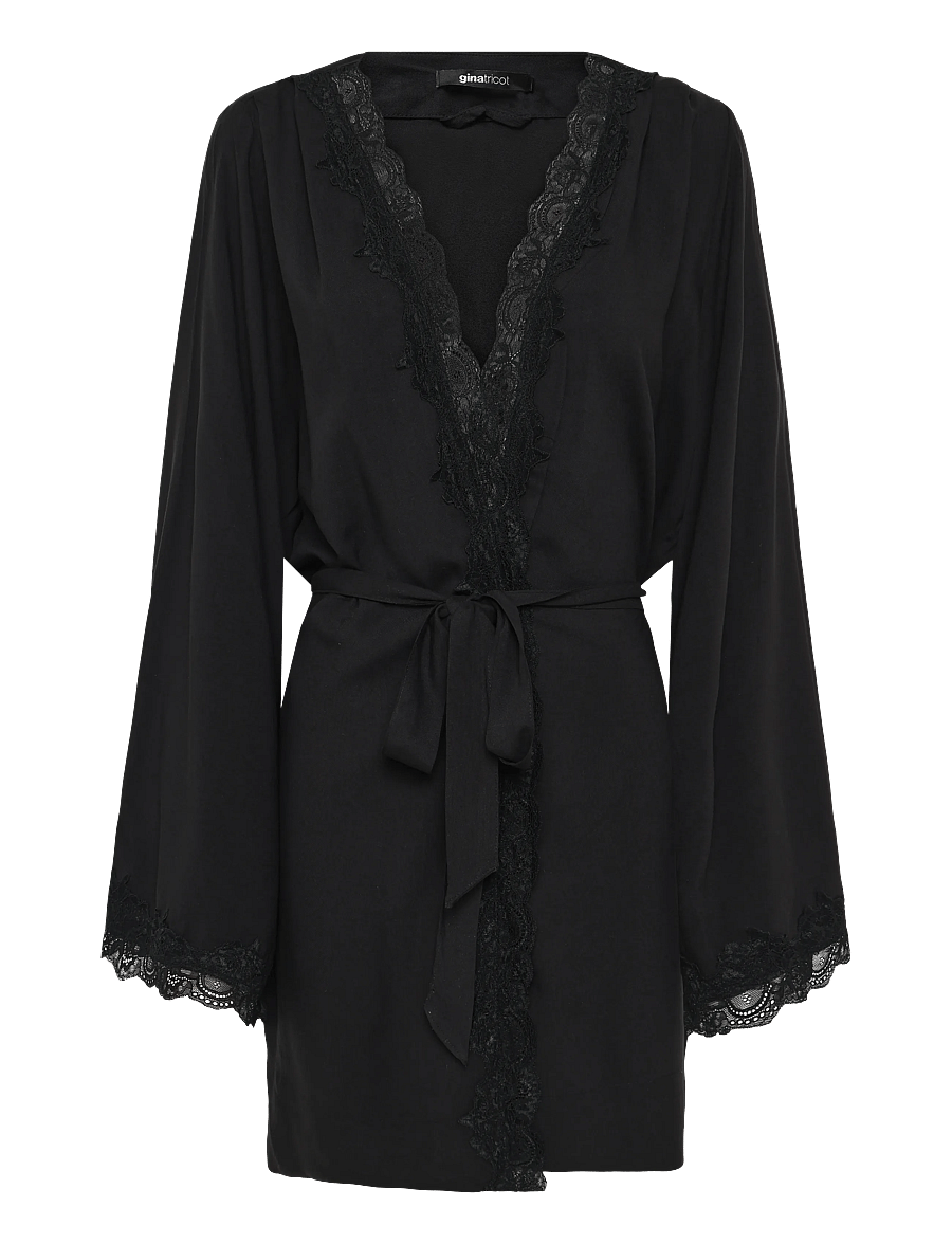 Gina Tricot - Lace loungewear robe - morgonrockar - black (9000) - 0