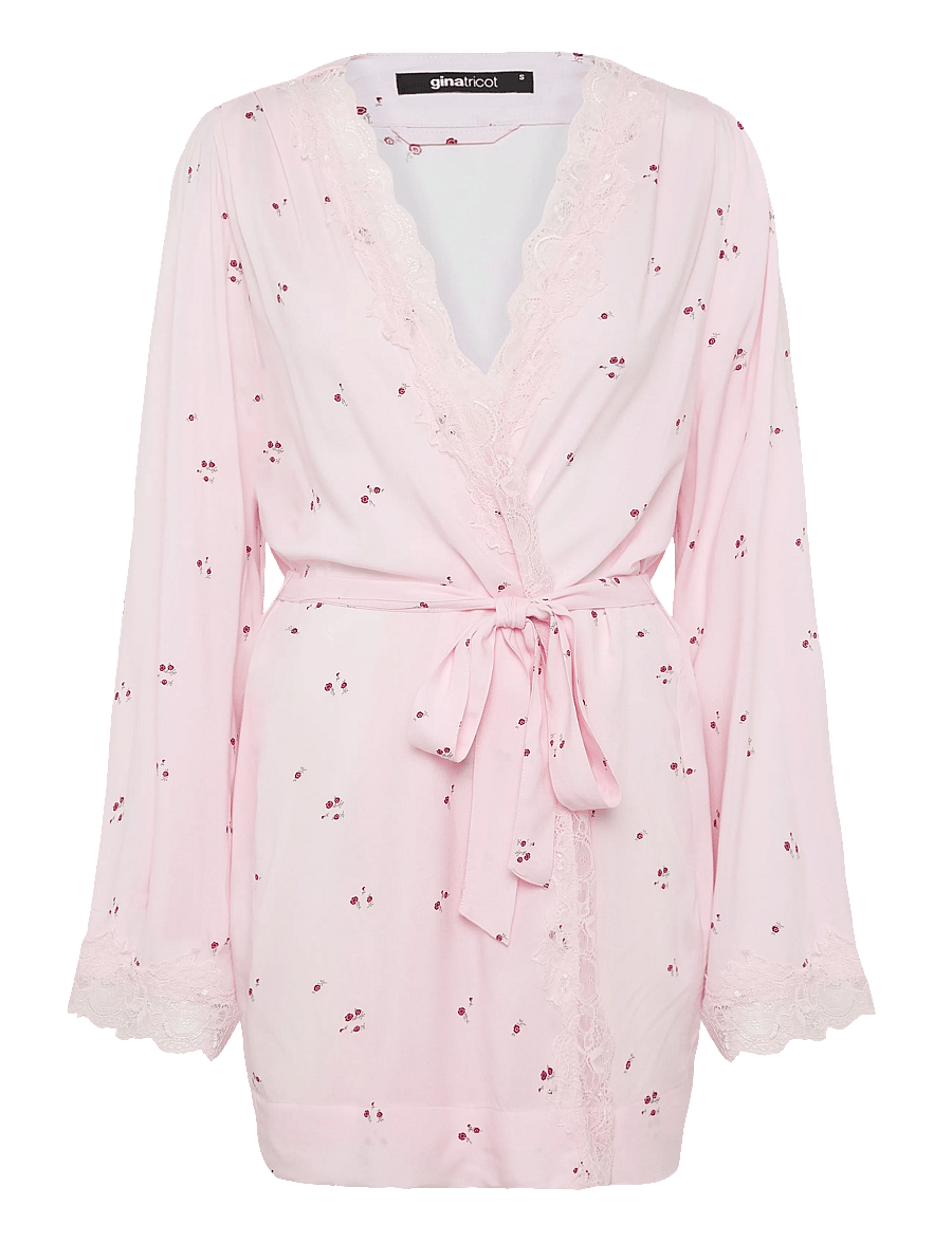 Gina Tricot - Lace loungewear robe - morgenkåber - mini flower aop (9275) - 0
