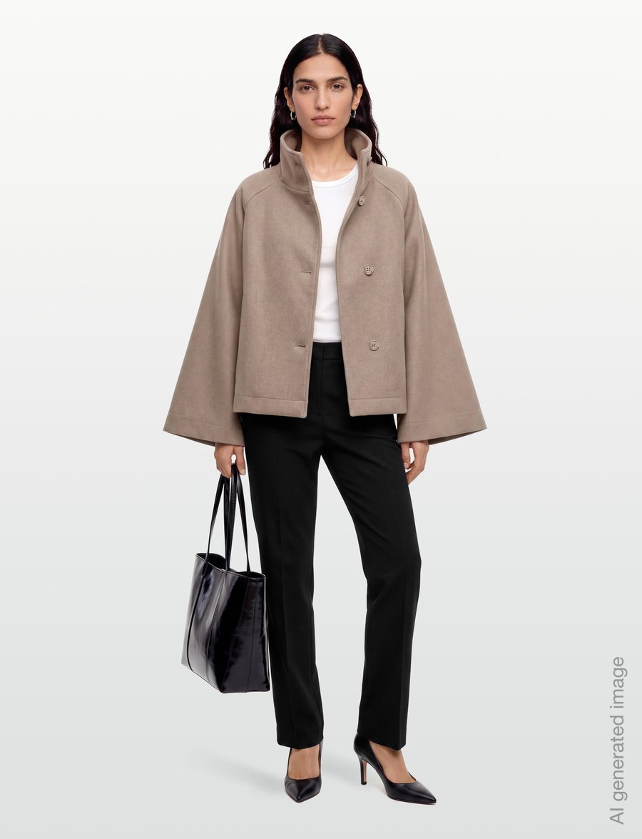 Gina Tricot - Wide sleeve felt jacket - leichte mäntel - beige melange (1186) - 0