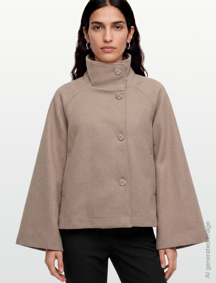 Gina Tricot - Wide sleeve felt jacket - leichte mäntel - beige melange (1186) - 3