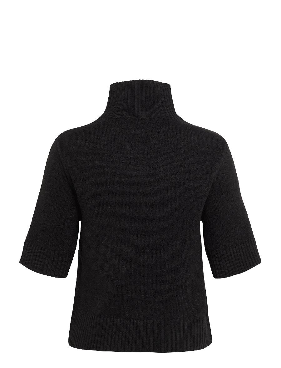 Gina Tricot - Short sleeve knitted polo top - striktrøjer - black (9000) - 1