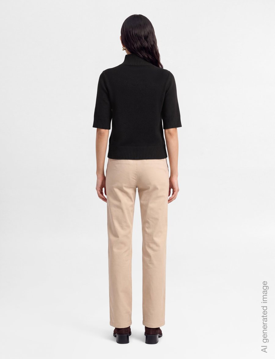 Gina Tricot - Short sleeve knitted polo top - strikkegensere - black (9000) - 4