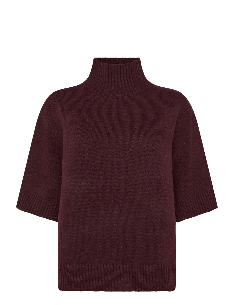 Gina Tricot - Short sleeve knitted polo top - stickade tröjor - dark wine (3966) - 0