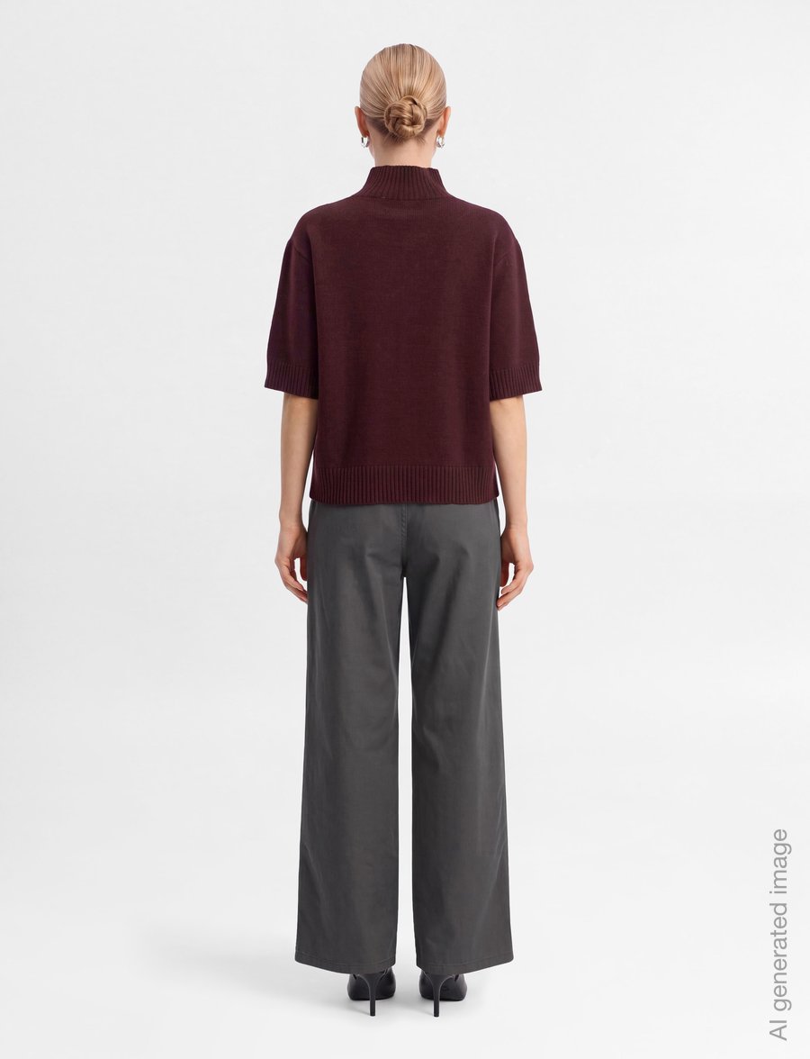 Gina Tricot - Short sleeve knitted polo top - kampsunid - dark wine (3966) - 4
