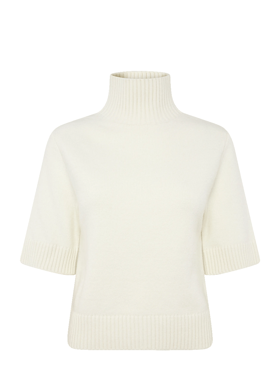 Gina Tricot - Short sleeve knitted polo top - striktrøjer - gardenia (1496) - 0