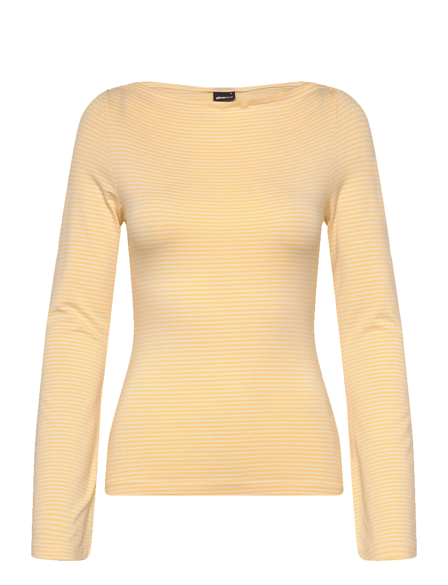 Gina Tricot - Boatneck loungewear top - oberteile - yellow stripe (2086) - 0