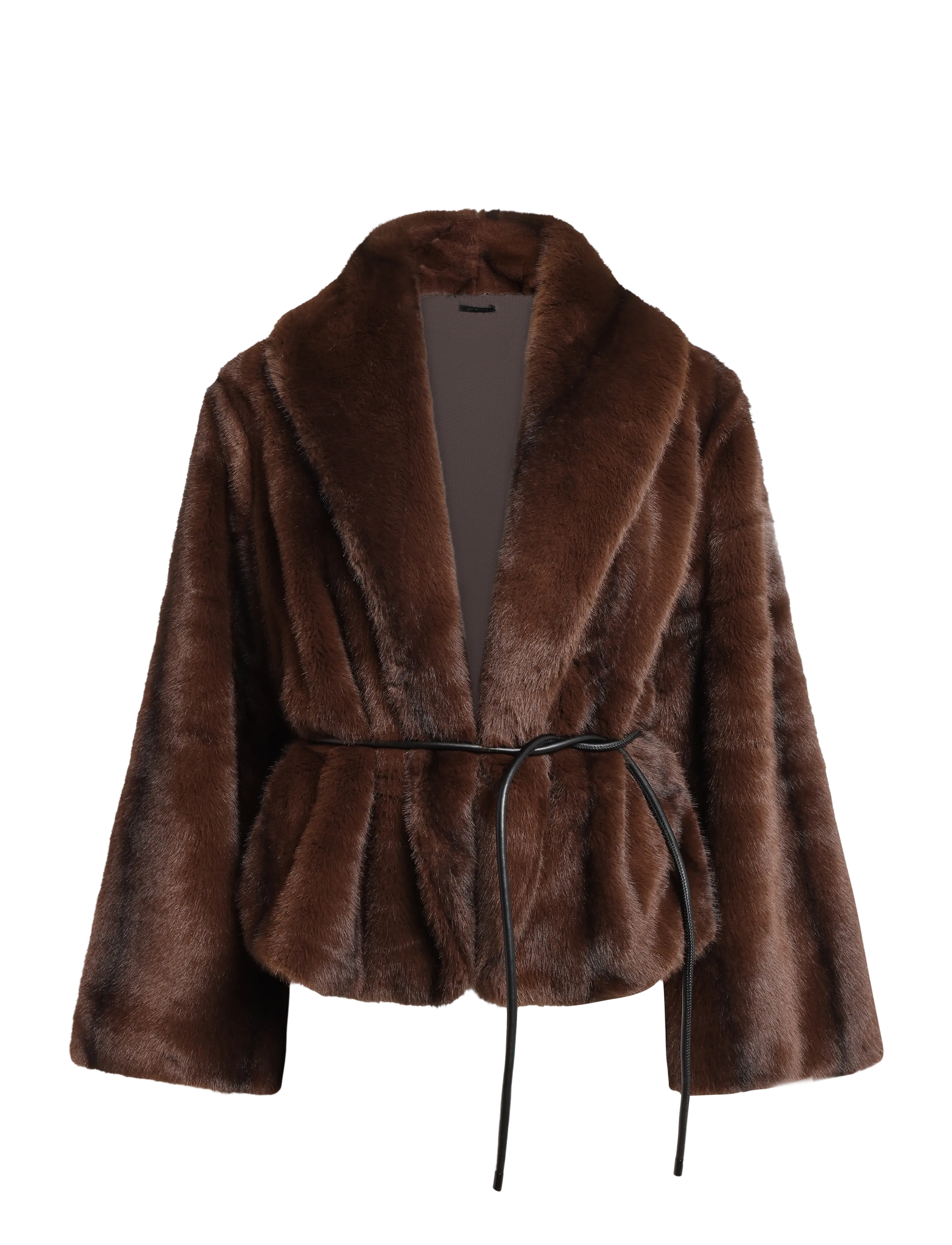 Gina Tricot Faux fur belted short jacket - Jakker & Frakker - BROWN / brown