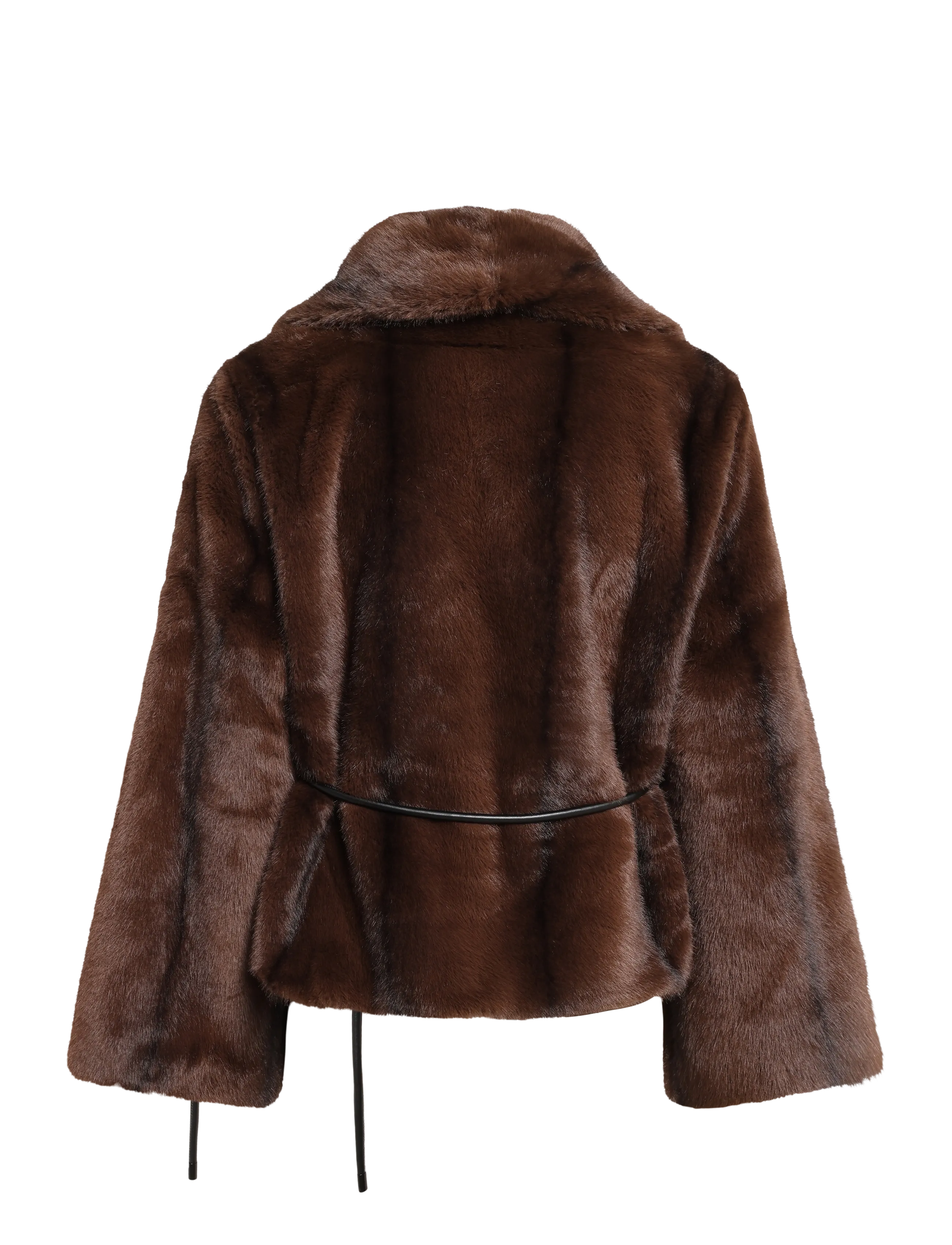 Gina Tricot - Faux fur belted short jacket - brown - 1