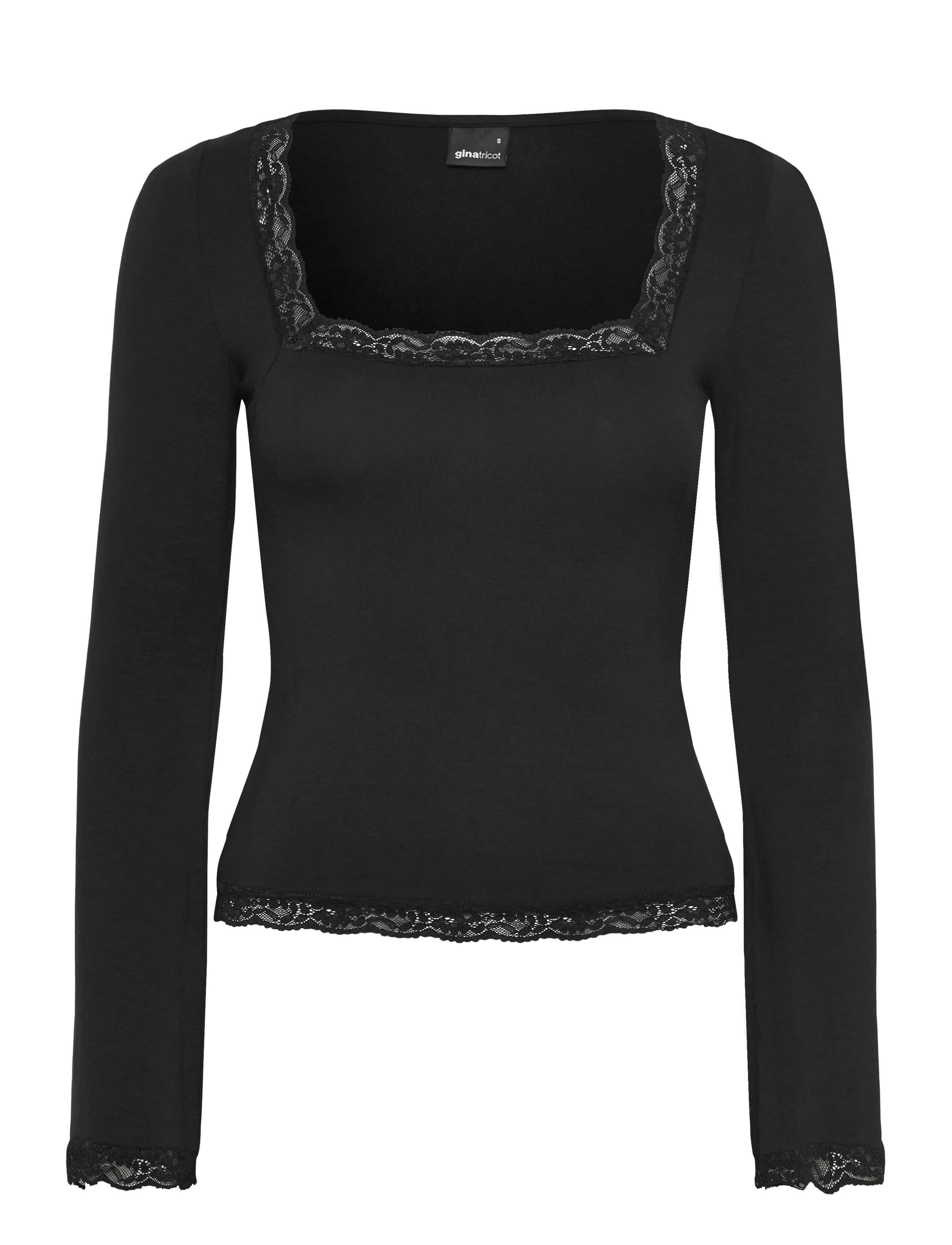 Gina Tricot Square Neck Lace Top, XS, Black, Nat- Og Loungewear > Toppe, Dame