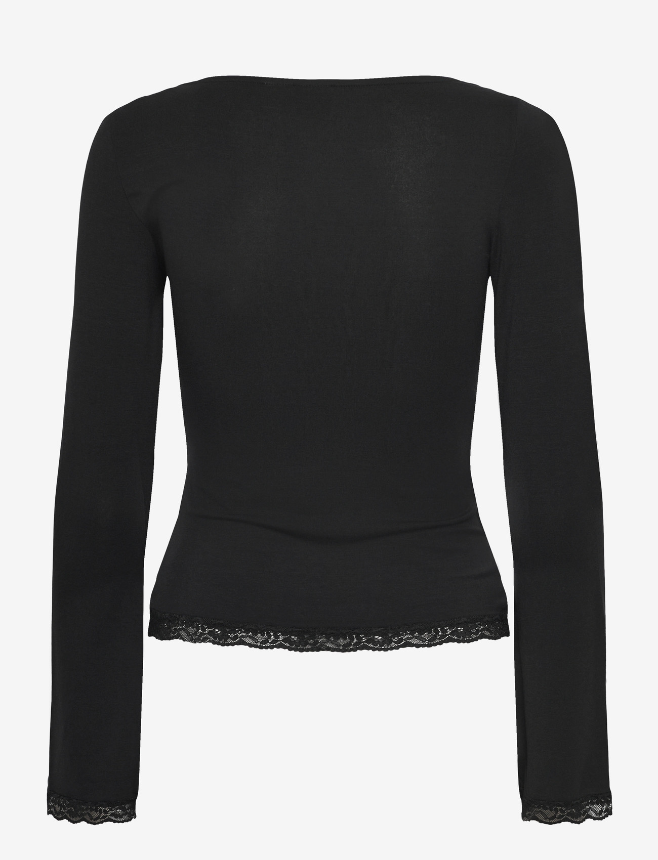 Gina Tricot - Square neck lace top - oberteile - black (9000) - 1