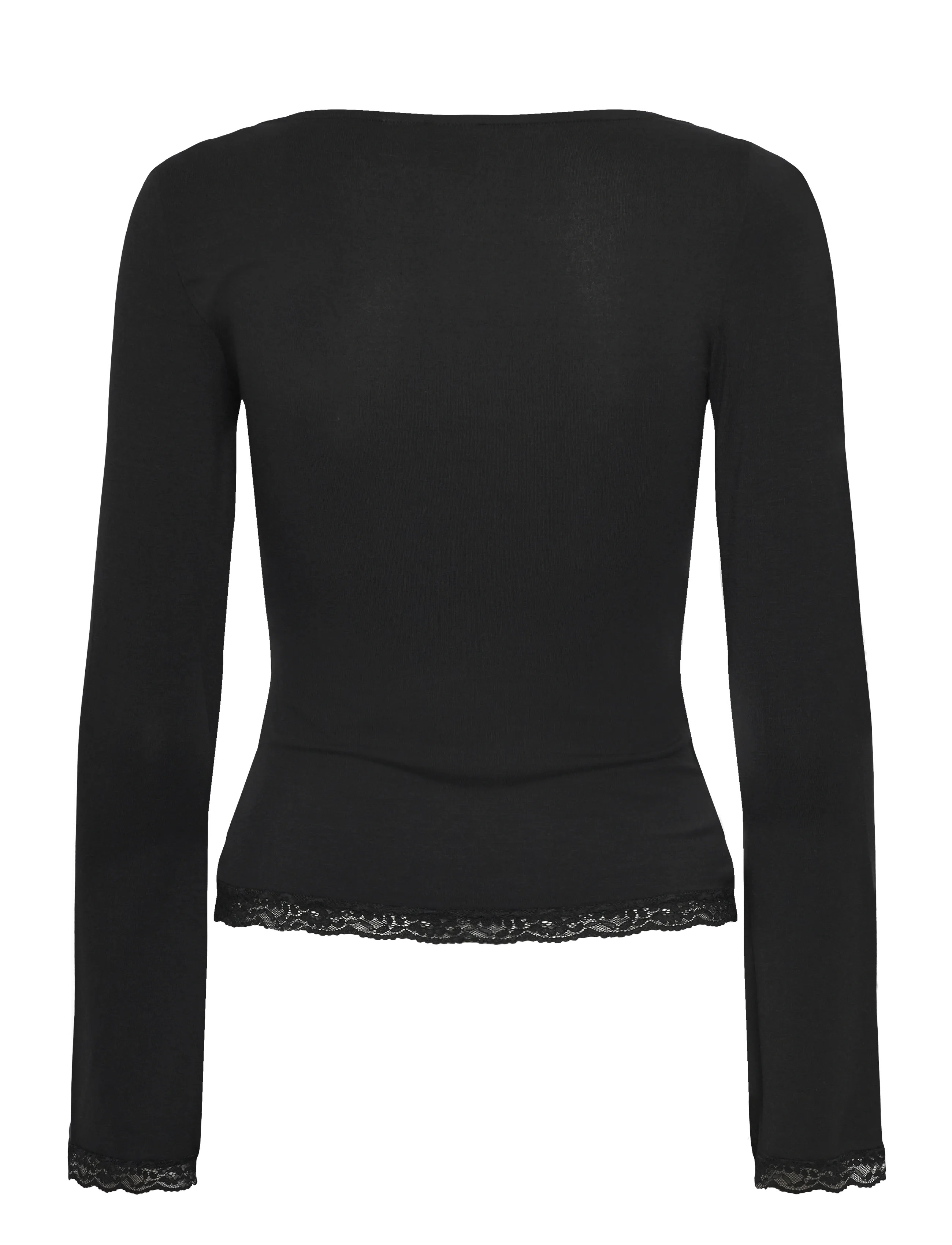 Gina Tricot - Square neck lace top - tops - black (9000) - 1