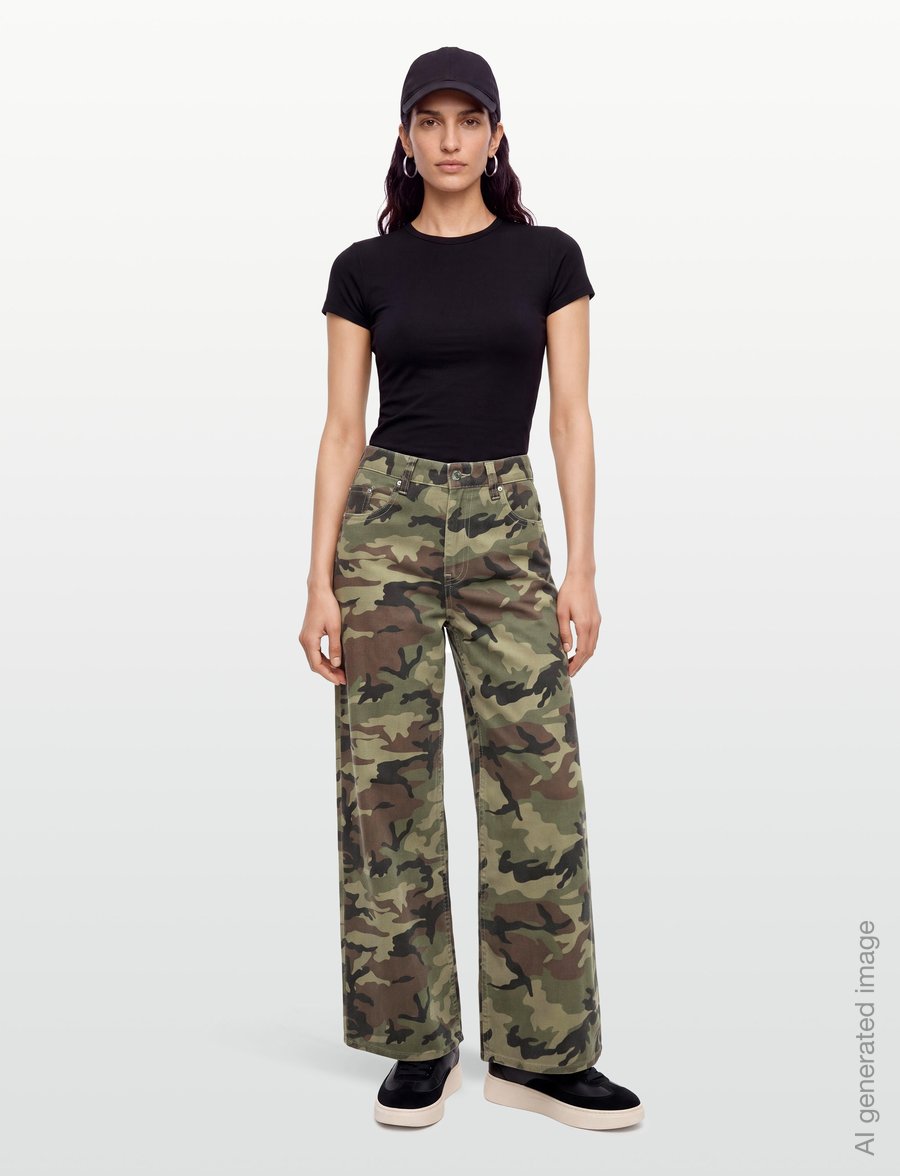 Gina Tricot - Baggy babe jeans - hosen mit weitem bein - camo - 0
