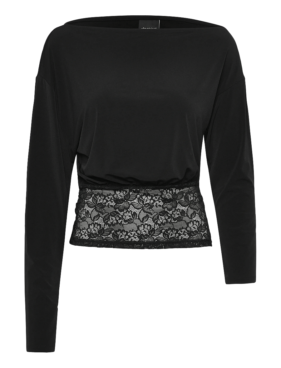 Gina Tricot - Slouchy lace top - long-sleeved tops - black (9000) - 1
